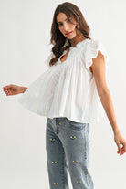 Iris Flutter Sleeve Top-Short Sleeves-UrbanCulture-Boutique, A North Port, Florida Women's Fashion Boutique