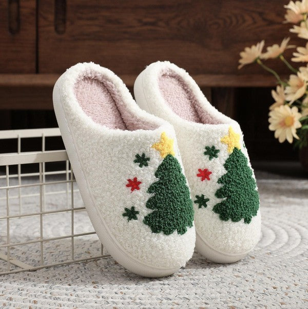 Comfy Christmas Tree Slippers-Slippers-UrbanCulture-Boutique, A North Port, Florida Women's Fashion Boutique