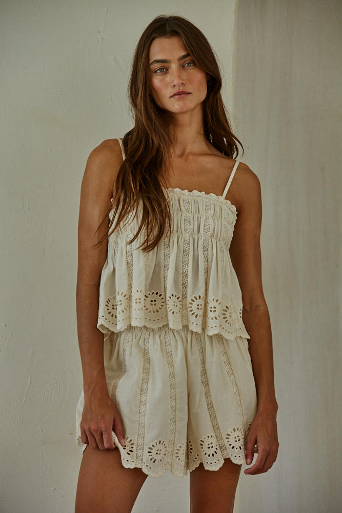 Ansley Eyelet Top-Tank Tops-UrbanCulture-Boutique, A North Port, Florida Women's Fashion Boutique