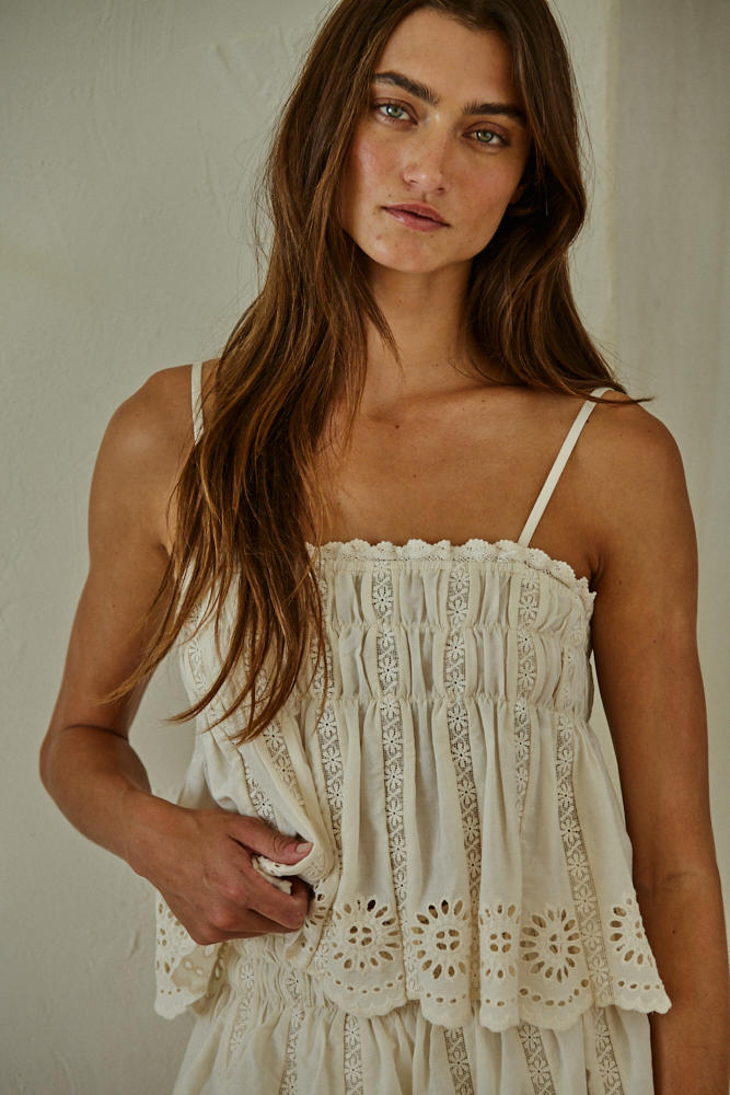 Ansley Eyelet Top-Tank Tops-UrbanCulture-Boutique, A North Port, Florida Women's Fashion Boutique