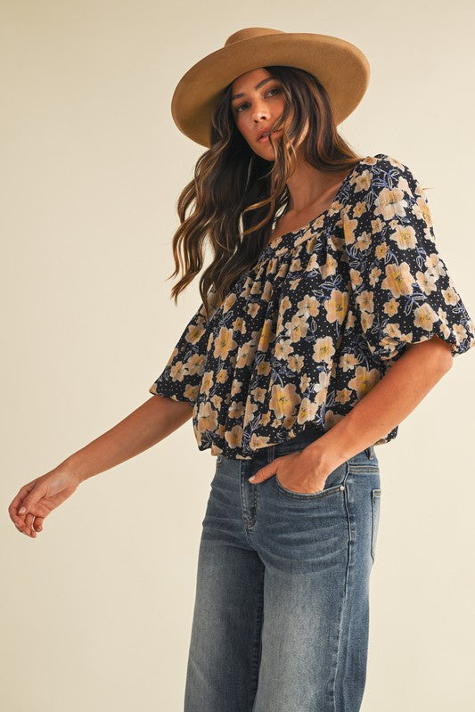 The Kit Floral Top-Blouse-UrbanCulture-Boutique, A North Port, Florida Women's Fashion Boutique