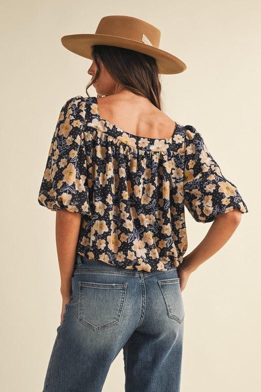 The Kit Floral Top-Blouse-UrbanCulture-Boutique, A North Port, Florida Women's Fashion Boutique