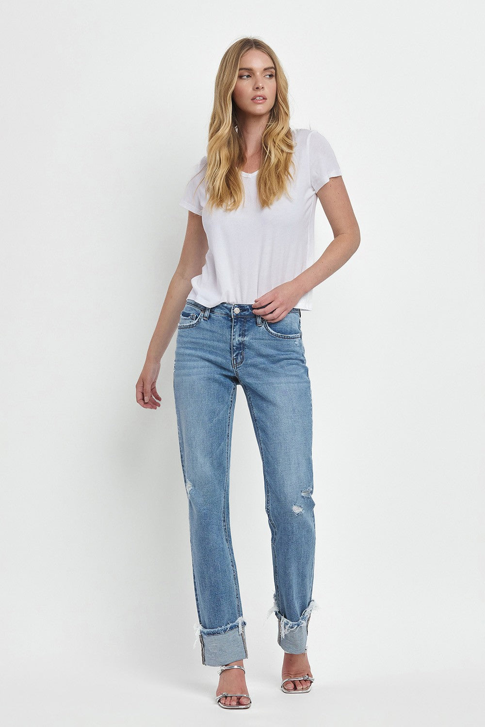 Rae Midrise Straight Legged Cuffed Jeans-Jeans-UrbanCulture-Boutique, A North Port, Florida Women's Fashion Boutique