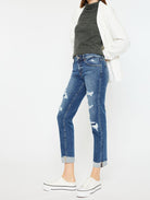 Amelia Mid Rise Distressed Boyfriend Jeans-Jeans-UrbanCulture-Boutique, A North Port, Florida Women's Fashion Boutique