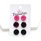 Pink Crystals/Pink & Black Roses/Black in Stainless Steel Settings-Stud Earrings-UrbanCulture-Boutique, A North Port, Florida Women's Fashion Boutique