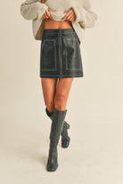 Iris Faux Leather Miniskirt-Skirts-UrbanCulture-Boutique, A North Port, Florida Women's Fashion Boutique