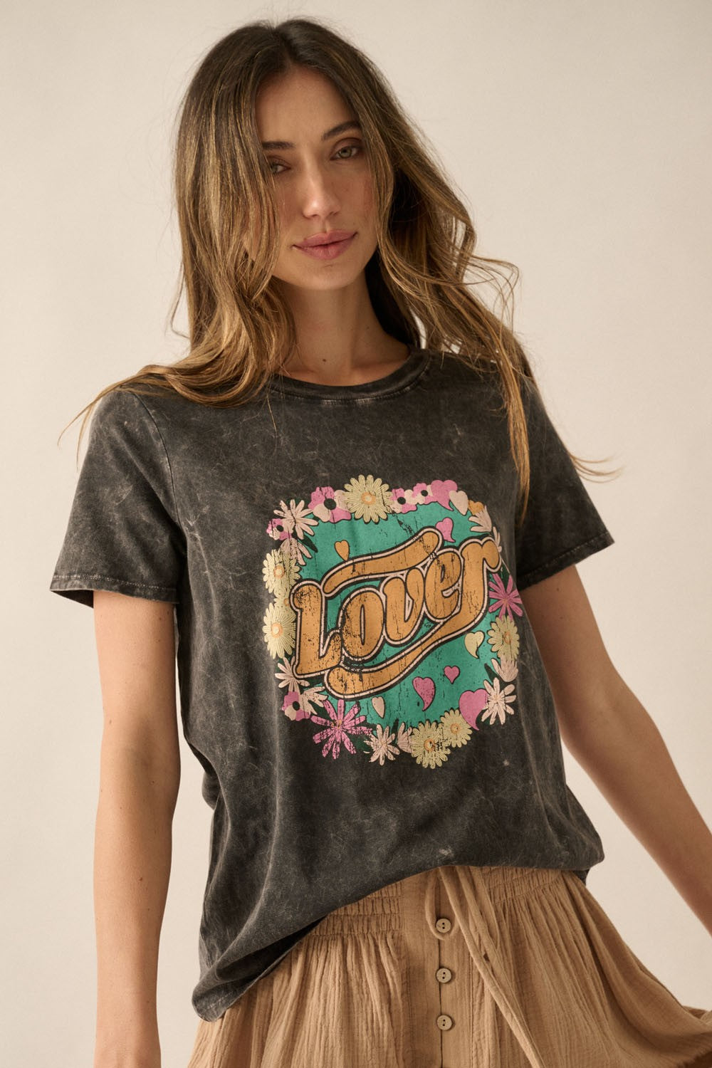 "Lover" Vintage-Wash Graphic Tee-Graphic Tees-UrbanCulture-Boutique, A North Port, Florida Women's Fashion Boutique