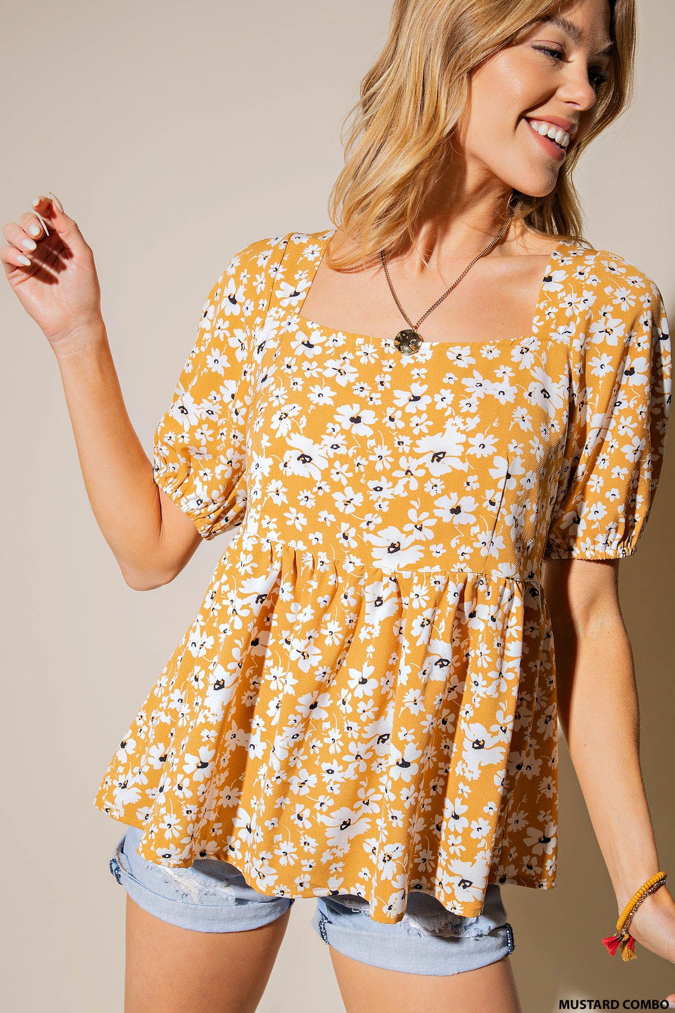 Daisy Field Babydoll Top-Short Sleeve-UrbanCulture-Boutique, A North Port, Florida Women's Fashion Boutique