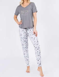 "One Day At A Time" Super Soft Pajama Pant Set-Pajamas-UrbanCulture-Boutique, A North Port, Florida Women's Fashion Boutique