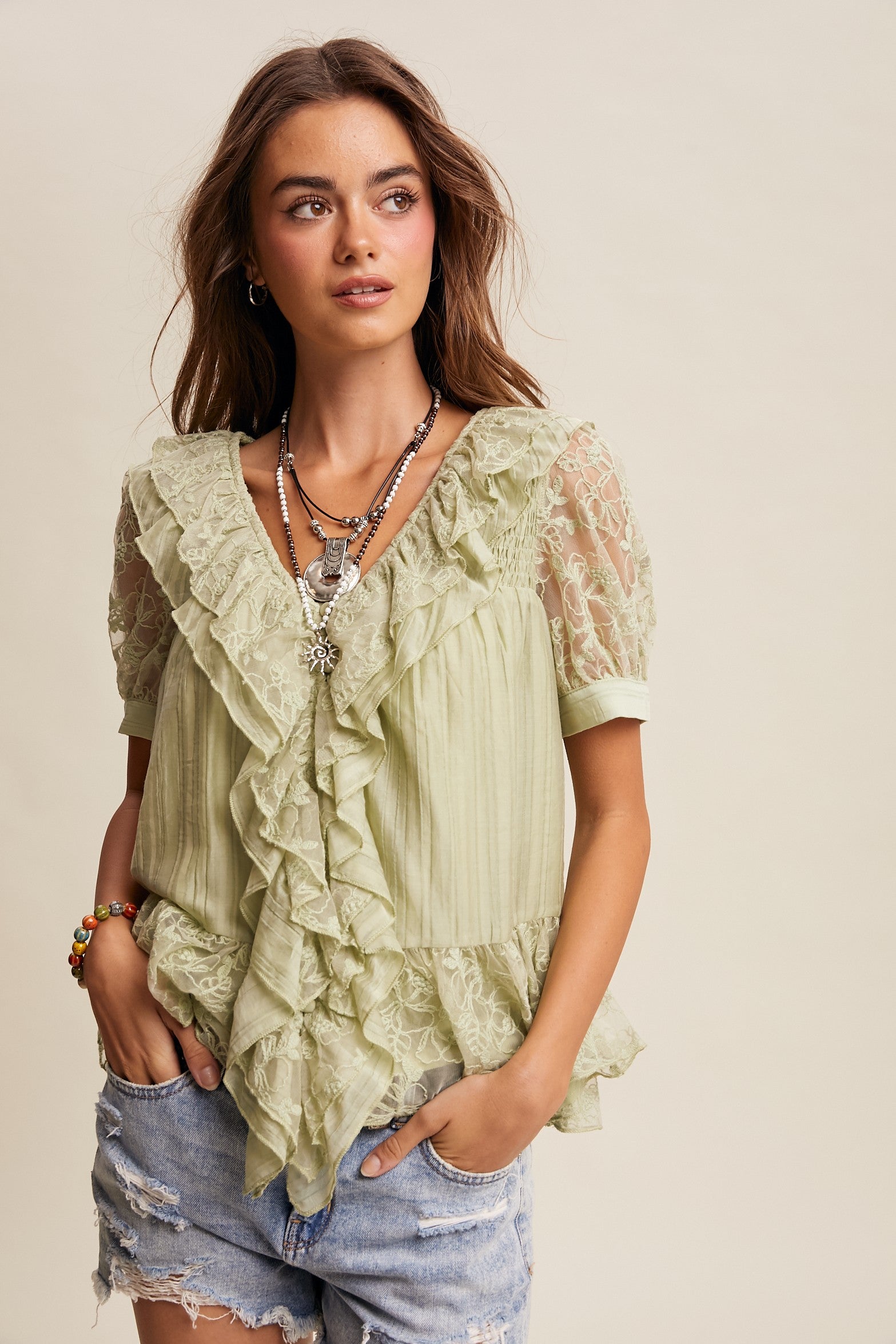 Eilish Blouse-Short Sleeves-UrbanCulture-Boutique, A North Port, Florida Women's Fashion Boutique