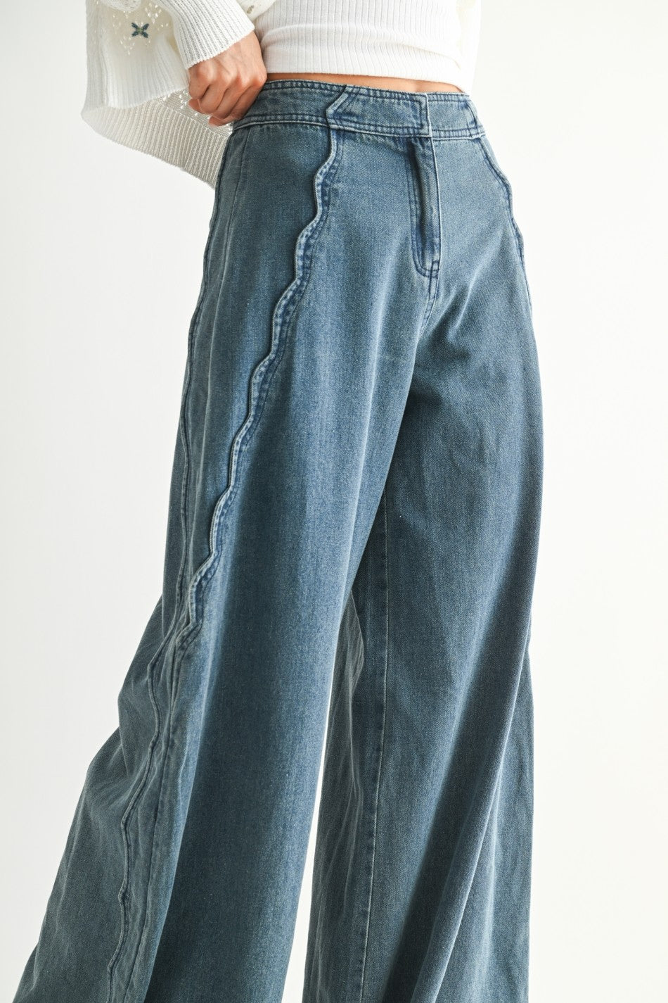 Kit Wide Leg Denim Trousers-Jeans-UrbanCulture-Boutique, A North Port, Florida Women's Fashion Boutique