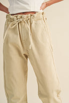 Paper Bag Waist Washed Pants-Pants-UrbanCulture-Boutique, A North Port, Florida Women's Fashion Boutique