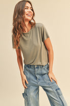 Olivia Round Neck Tee-Short Sleeves-UrbanCulture-Boutique, A North Port, Florida Women's Fashion Boutique