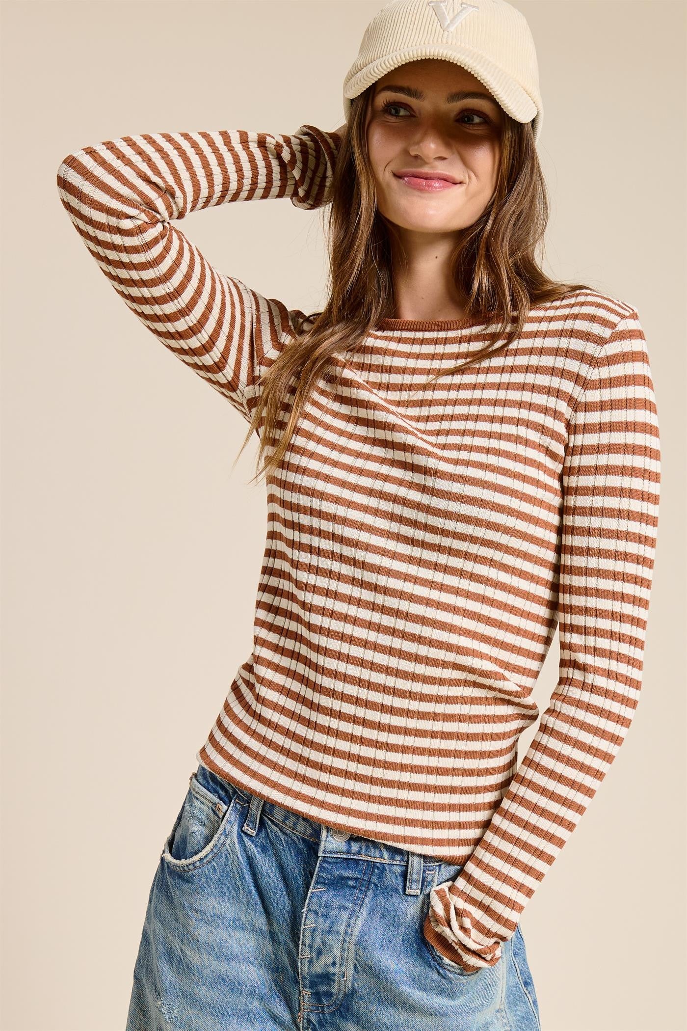 Jenny Ribbed Long Sleeve Top-UrbanCulture-Boutique, A North Port, Florida Women's Fashion Boutique