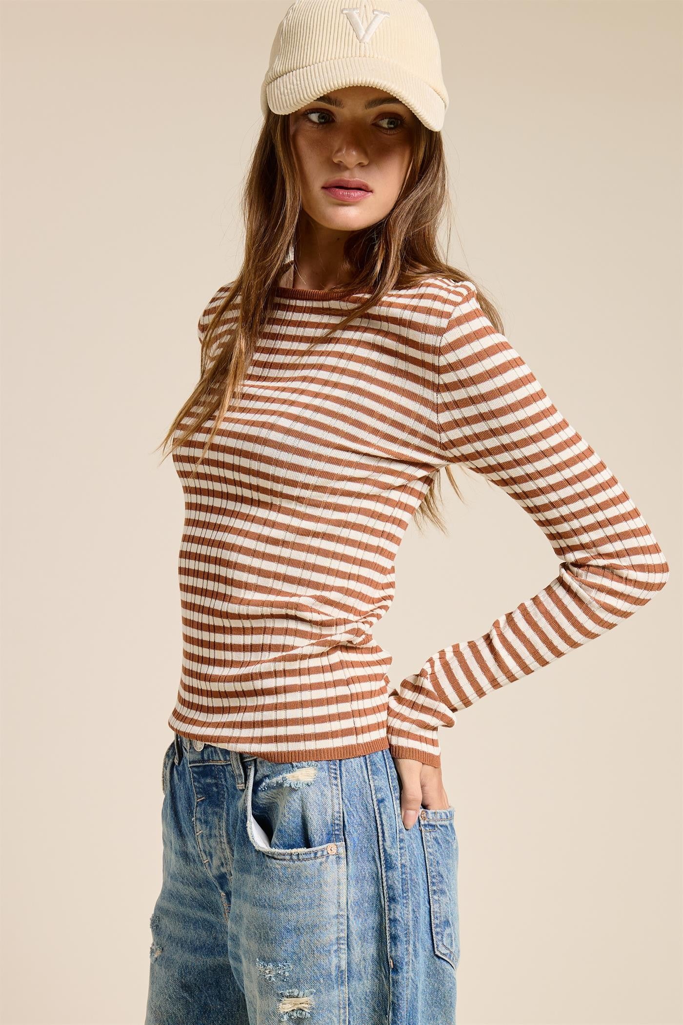 Jenny Ribbed Long Sleeve Top-UrbanCulture-Boutique, A North Port, Florida Women's Fashion Boutique