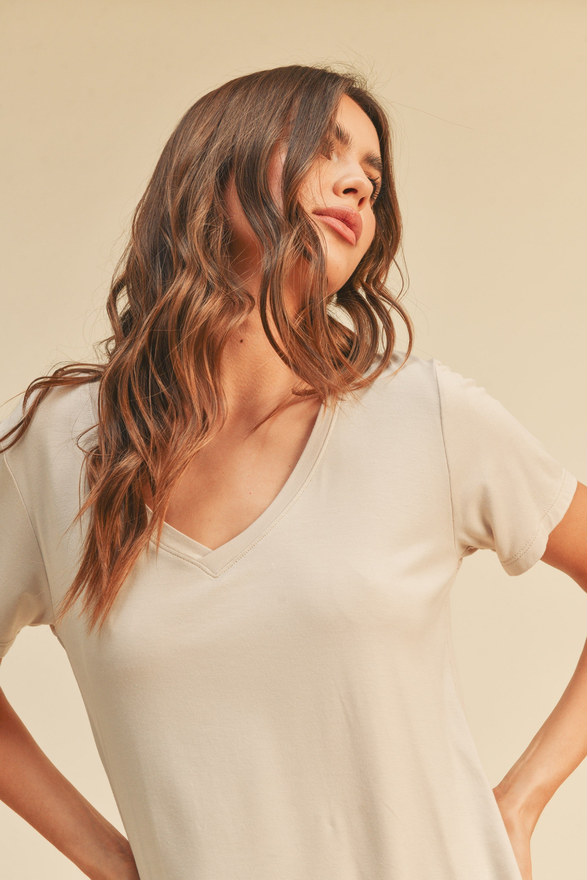 Vicki Bamboo V-Neck T-Shirt-Short Sleeves-UrbanCulture-Boutique, A North Port, Florida Women's Fashion Boutique