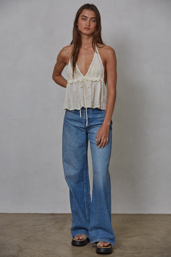 So Fine Eyelet Halter Top-UrbanCulture-Boutique, A North Port, Florida Women's Fashion Boutique