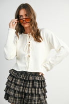 Melanie Tie Front Top-Long Sleeves-UrbanCulture-Boutique, A North Port, Florida Women's Fashion Boutique