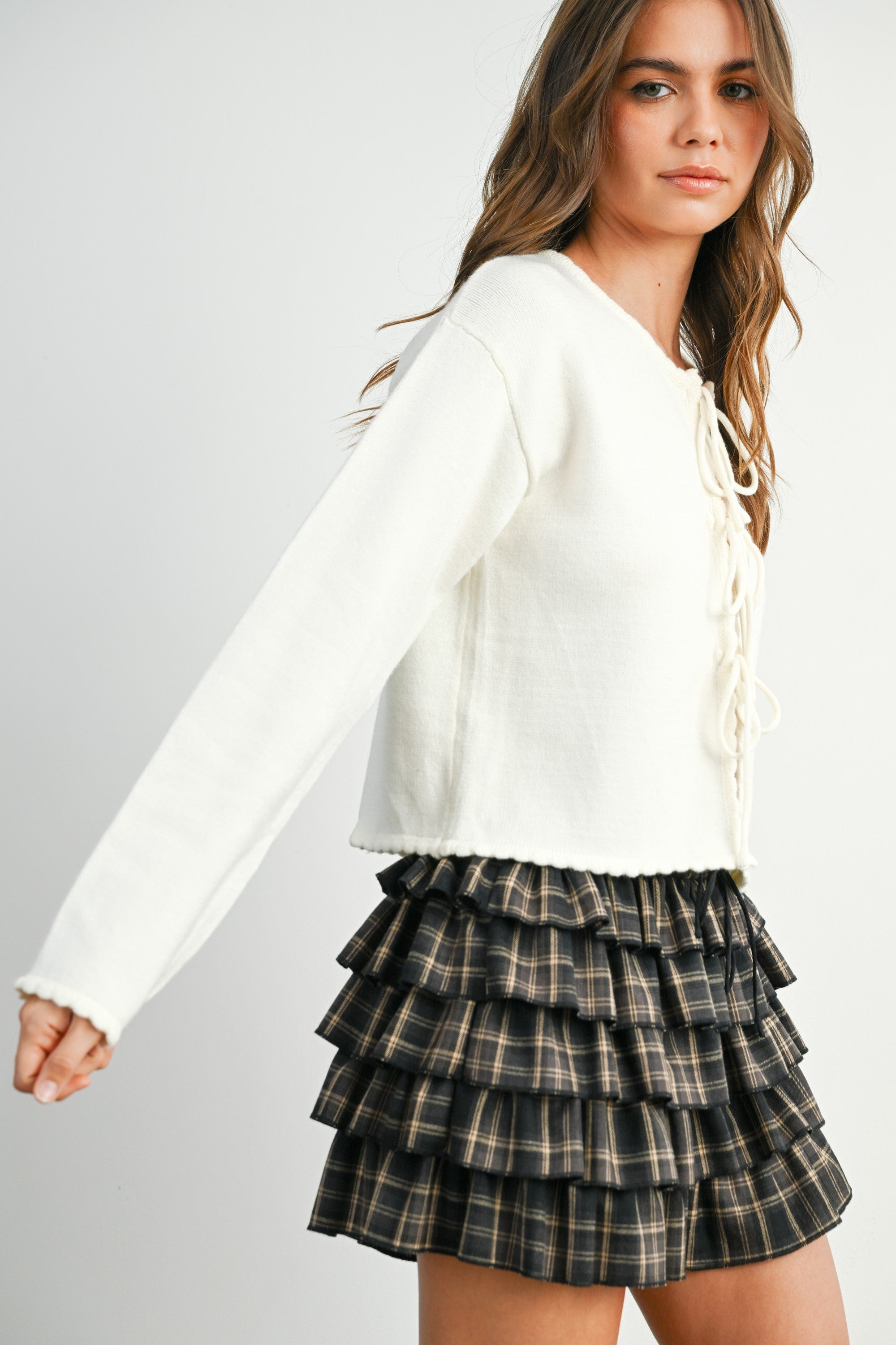 Melanie Tie Front Top-Long Sleeves-UrbanCulture-Boutique, A North Port, Florida Women's Fashion Boutique