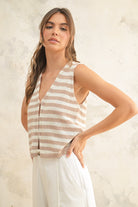 Ilaria Striped Vest-sleeveless top-UrbanCulture-Boutique, A North Port, Florida Women's Fashion Boutique