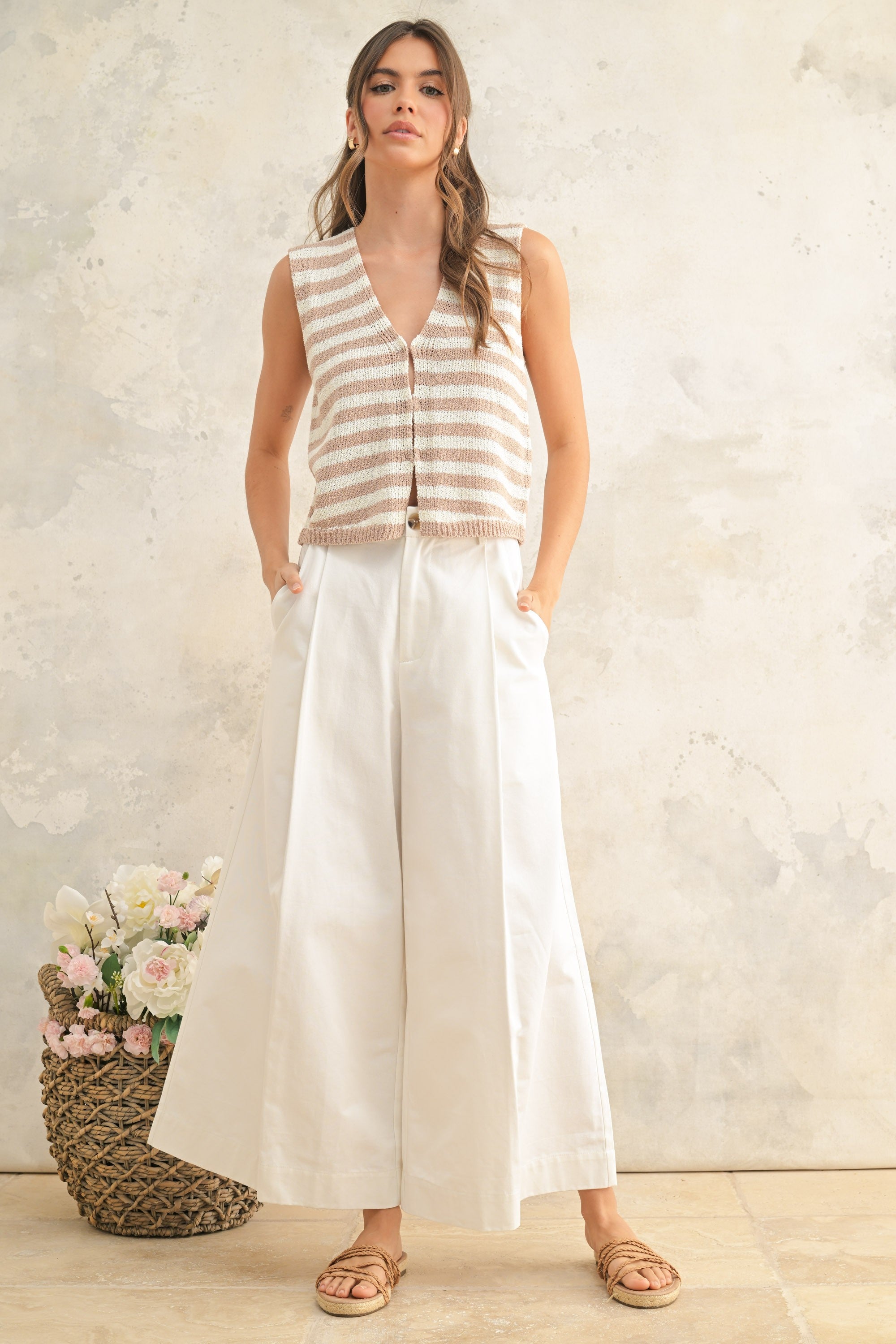 Ilaria Striped Vest-sleeveless top-UrbanCulture-Boutique, A North Port, Florida Women's Fashion Boutique