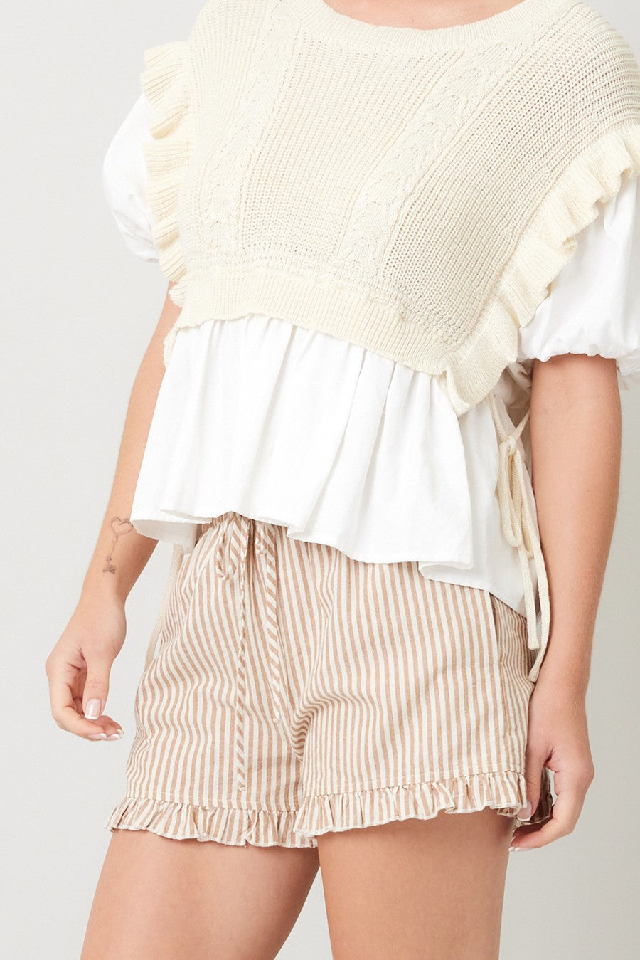 Azure Striped Shorts-Shorts-UrbanCulture-Boutique, A North Port, Florida Women's Fashion Boutique