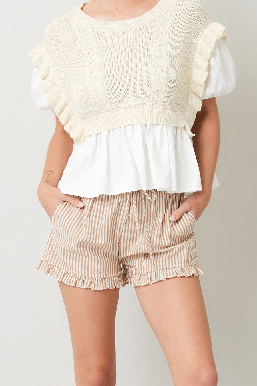 Azure Striped Shorts-Shorts-UrbanCulture-Boutique, A North Port, Florida Women's Fashion Boutique