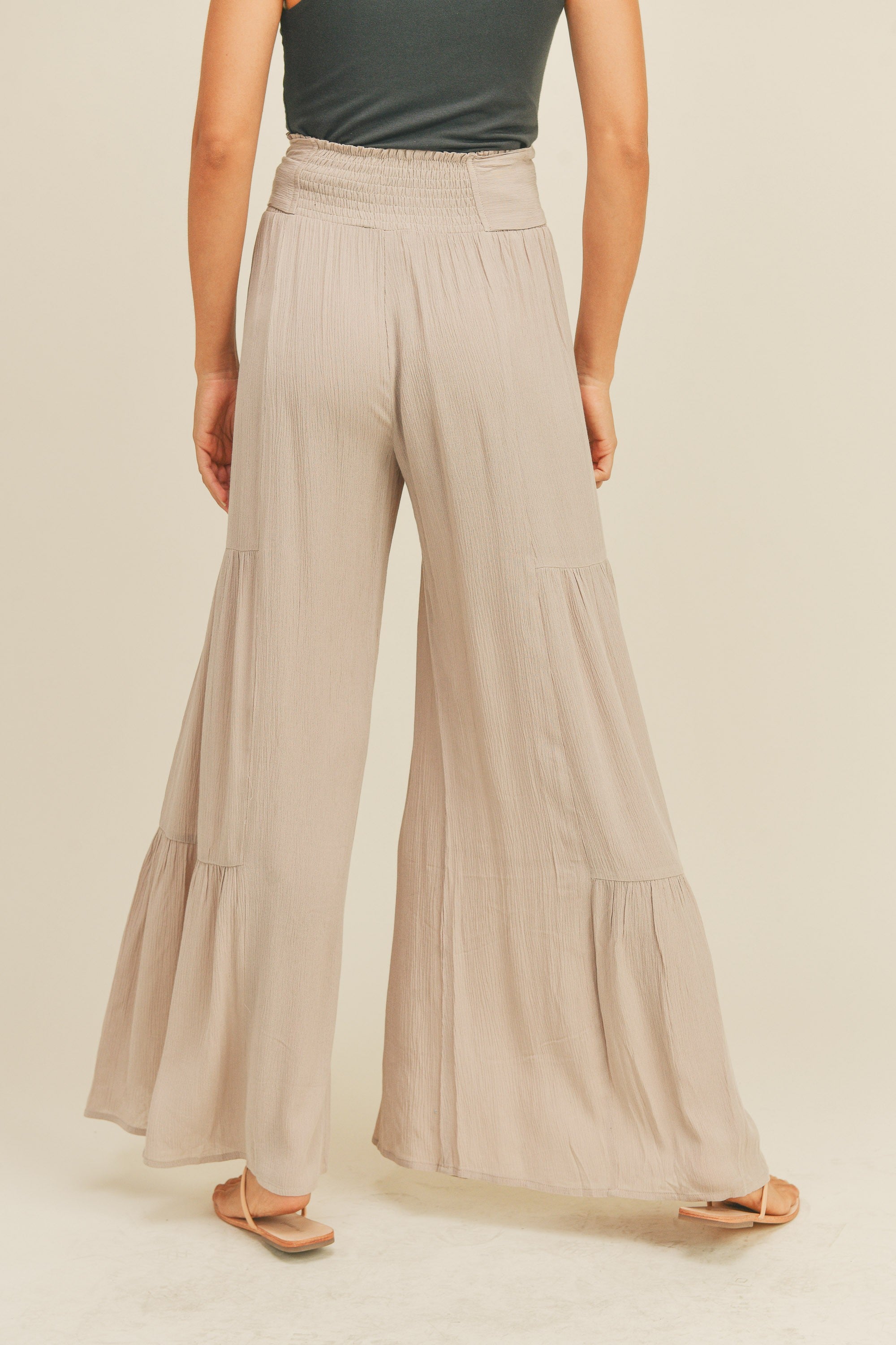 Rayon Tiered Detail Pants-Pants-UrbanCulture-Boutique, A North Port, Florida Women's Fashion Boutique