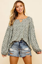 Load image into Gallery viewer, Floral Print Lantern Sleeve Top-Long Sleeves-UrbanCulture-Boutique, A North Port, Florida Women&#39;s Fashion Boutique