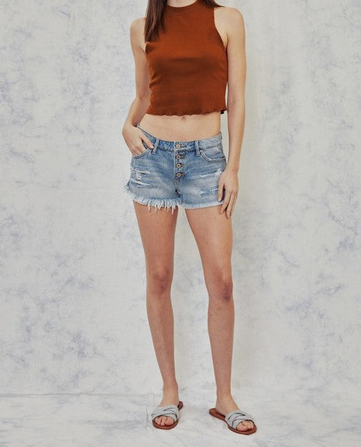 Frayed Hem Boyfriend Mid Rise Shorts-Shorts-UrbanCulture-Boutique, A North Port, Florida Women's Fashion Boutique