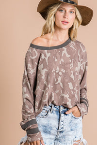 Camouflage Relaxed Fit Top-Long Sleeves-UrbanCulture-Boutique, A North Port, Florida Women's Fashion Boutique