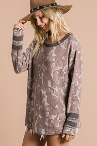 Camouflage Relaxed Fit Top-Long Sleeves-UrbanCulture-Boutique, A North Port, Florida Women's Fashion Boutique
