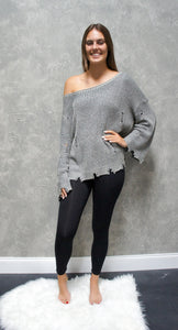 Edgy Ribbed Distressed Sweater-Sweater-UrbanCulture-Boutique, A North Port, Florida Women's Fashion Boutique
