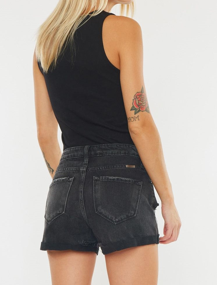 Black Stone Washed Denim Shorts-Denim-UrbanCulture-Boutique, A North Port, Florida Women's Fashion Boutique