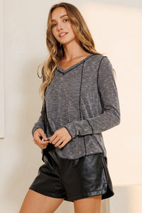 The Elegantly Edgy Long Sleeve V-Neck-Long Sleeves-UrbanCulture-Boutique, A North Port, Florida Women's Fashion Boutique