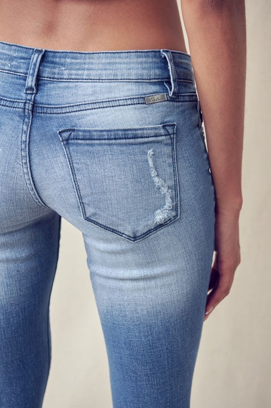 Low Rise Skinny Jeans with Distressed Ankles-Jeans-UrbanCulture-Boutique, A North Port, Florida Women's Fashion Boutique