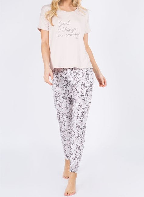 "Good Things Are Coming" Super Soft Pajama Set-Pajamas-UrbanCulture-Boutique, A North Port, Florida Women's Fashion Boutique