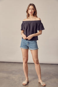 Cindy Off the Shoulder Top-Short Sleeve-UrbanCulture-Boutique, A North Port, Florida Women's Fashion Boutique