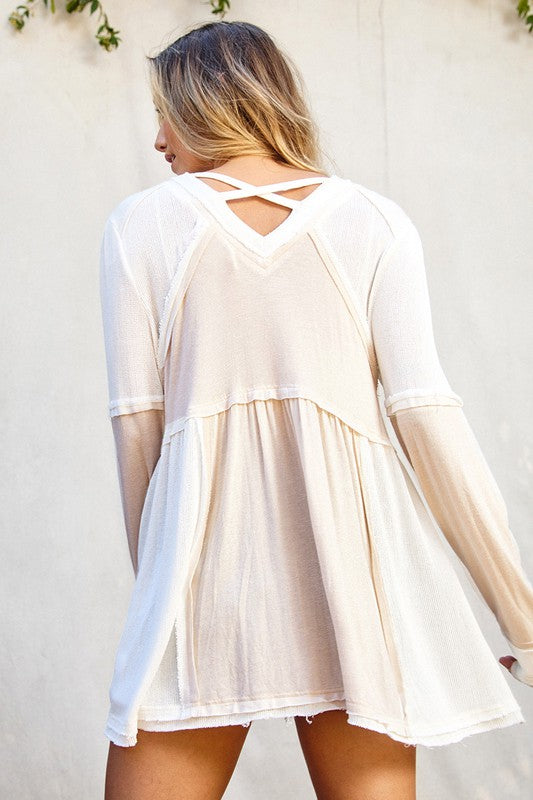 Jenna Raw Edge Top-Long Sleeves-UrbanCulture-Boutique, A North Port, Florida Women's Fashion Boutique