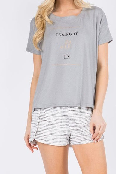 "Taking It All In" Super Soft Pajama Short Set-Pajamas-UrbanCulture-Boutique, A North Port, Florida Women's Fashion Boutique