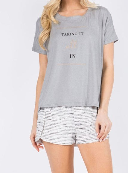 "Taking It All In" Super Soft Pajama Short Set-Pajamas-UrbanCulture-Boutique, A North Port, Florida Women's Fashion Boutique