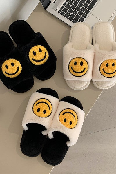 Smiley Face Slippers-Slippers-UrbanCulture-Boutique, A North Port, Florida Women's Fashion Boutique