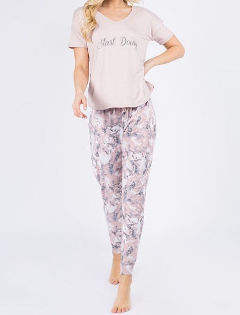 "Stop Wishing and Start Doing" Super Soft Pajamas Pants Set-Pajamas-UrbanCulture-Boutique, A North Port, Florida Women's Fashion Boutique