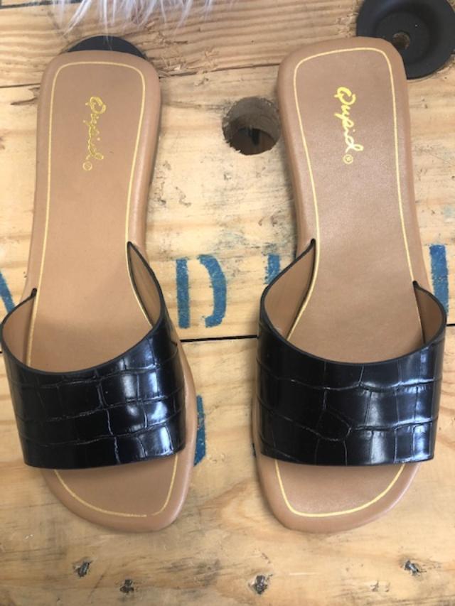 Asymmetrical Faux Croc Sliders-shoes-UrbanCulture-Boutique, A North Port, Florida Women's Fashion Boutique
