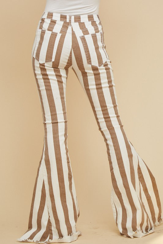 Striped Flare Bell Bottom Pants