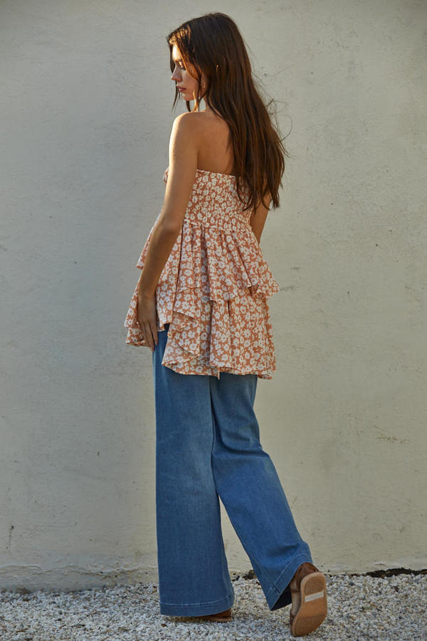 JoJo Floral Smocking Top/Skirt-shirts-UrbanCulture-Boutique, A North Port, Florida Women's Fashion Boutique